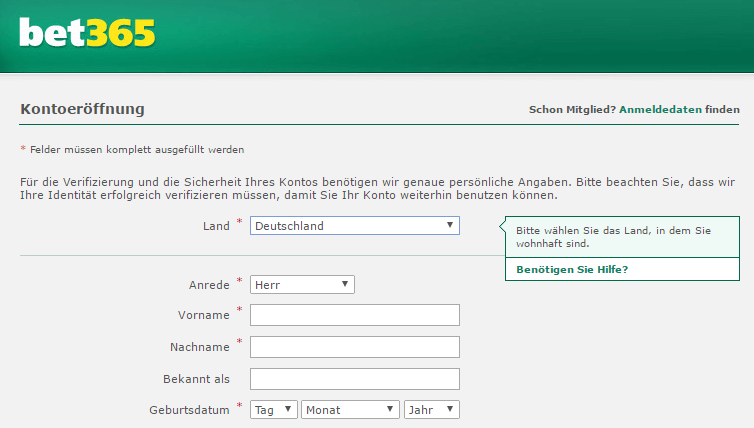 bet365 Registrierung