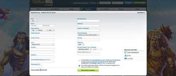 William Hill Casino Registrierung