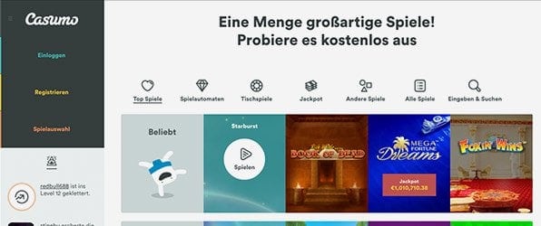 Casumo Casino Spieleangebot