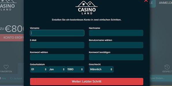 Casinoland Anmeldung