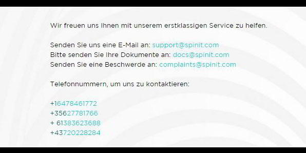 Spinit Casino Support