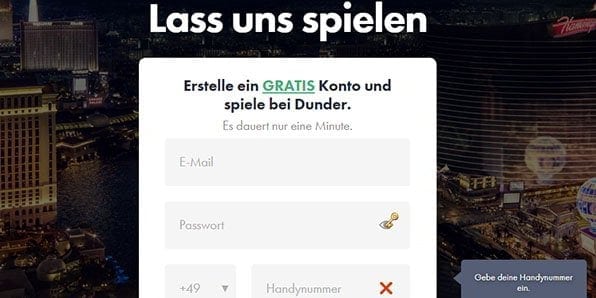 Dunder Casino Registrierung