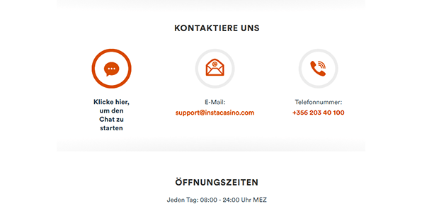 Instacasino Kundensupport