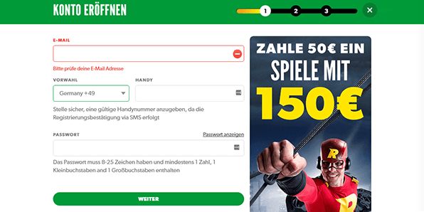 Rizk Casino Registrierung