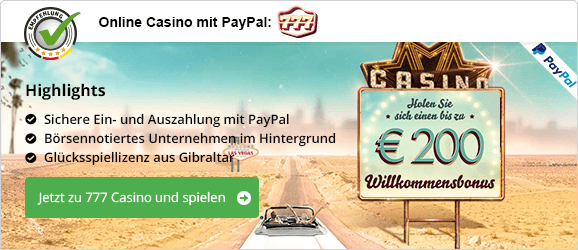 Online Casino mit PayPal - 777 Casino