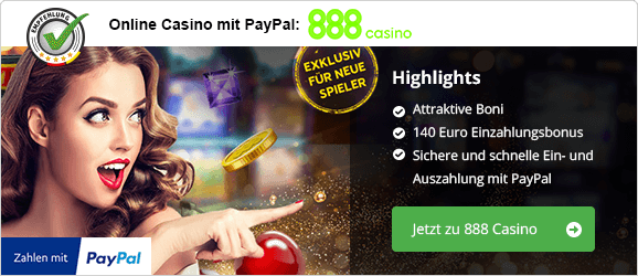 Der 888 Paypal Bonus - 140€ für Neukunden