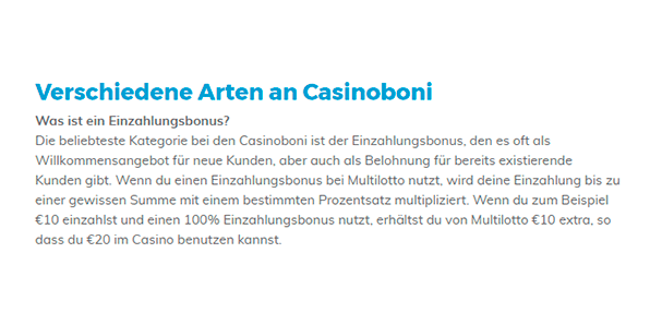 Multilotto Casino Bonus