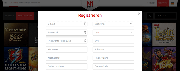 N1 Casino Registrierung