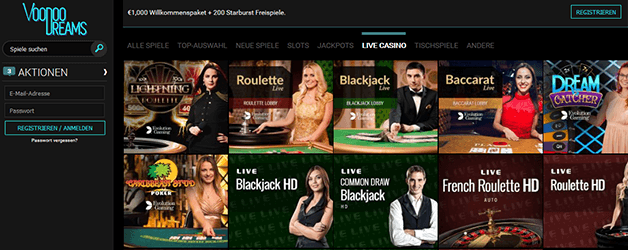 VoodooDreams Casino Live Casino