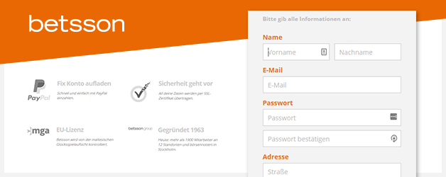 Betsson Casino Registrierung