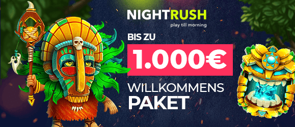 Nightrush Casino Bonus - Bis zu 1.000€ im gestaffelten Willkommensbonus