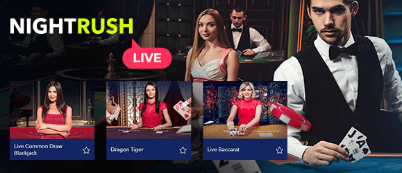 Das Nightrush Live-Casino wird von echten Live-Dealern verwaltet.