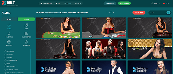 22bet Casino Livespiele