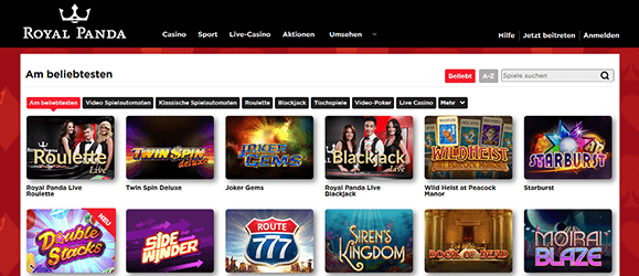 Royal Panda Casino Spiele