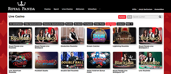 Royal Panda Casino Livespiele