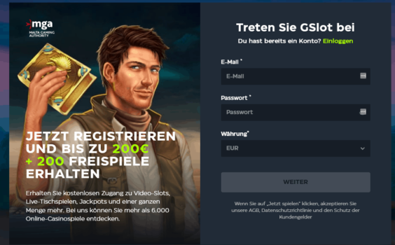 GSlot Registrierung