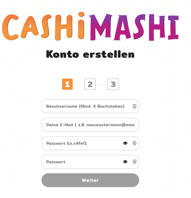 cashimashi konto erstellen