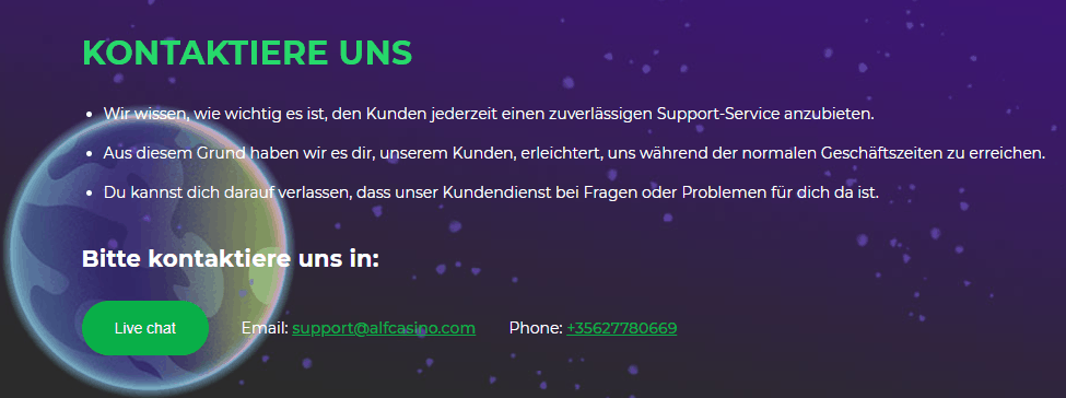 Alf Casino Support