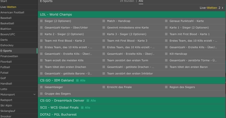 Esport Buchmacher Spieltiefe bet365