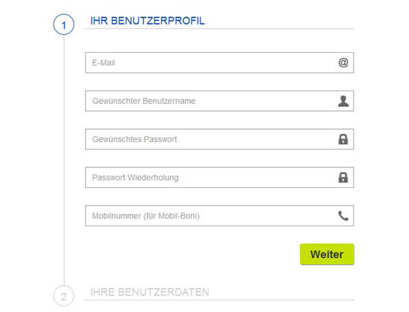 mybet Anmeldeformular