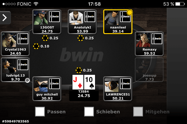 bwin kann auch als Online Pokerraum auf mobilen Endgeräten überzeugen