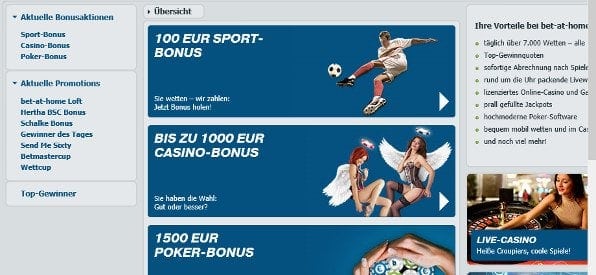 Zusatzangebote auf bet-at-home.com