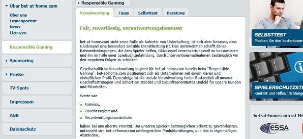 bet-at-home Partnerschaft mit Responsible Gaming-Programm auf bet-at-home.com