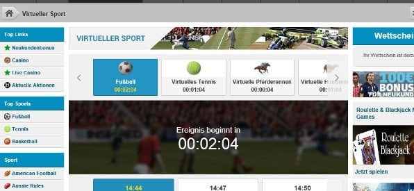 Virtueller Sport auf betvictor.com