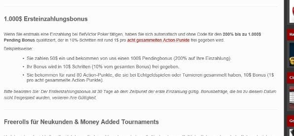 Neukundenbonus auf betvictor.com