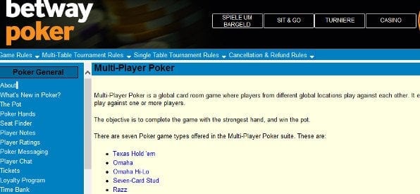 FAQs in der betway Poker-Software