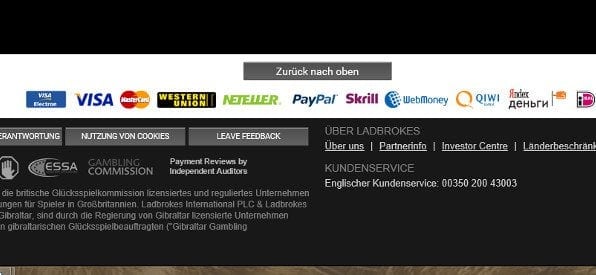 Zahlungsanbieter-Übersicht auf ladbrokes.com
