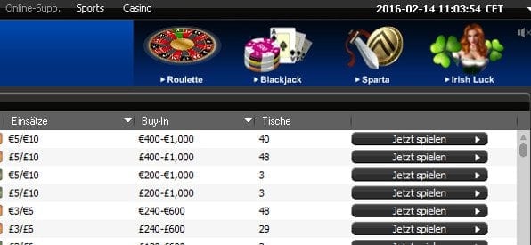 Casinospiele in der mybet Poker-Software