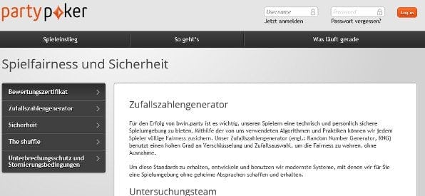 Party Poker Infos zur Spielsicherheit & Spiel-Fairness