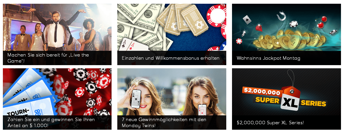 Wechselnde Aktionen bei 888 Poker