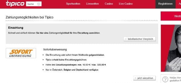 Tipico Zahlungsanbieter auf tipico.com
