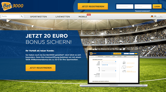 Bet3000 20 Euro Bonus