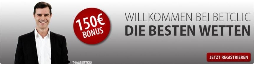 Bei Betclic erhält jeder Neukunde bis zu 150 Euro Bonus