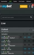 Die Live-Wetten in der Mybet App