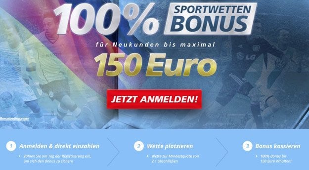 Für Neukunden hält der Anbieter 100% bis 150€ bereit. 5€ gibts gratis dazu