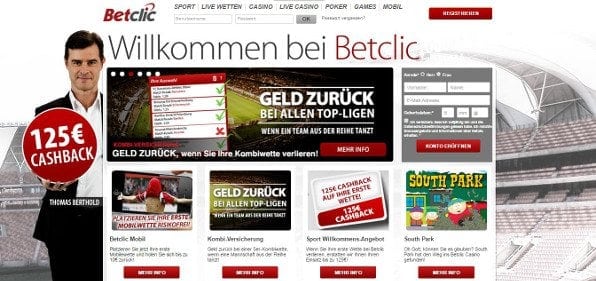 Die sehr übersichtliche und einfach strukturierte Startseite führt Sie schnell zur gewünschten Wette