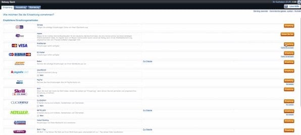 betway bietet eine Vielzahl an Zahlungsmethoden wie beispielsweise PayPal