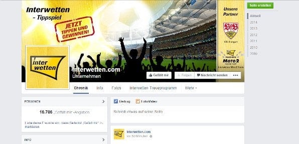 Interwetten hat rund 16.000 Follower bei Facebook