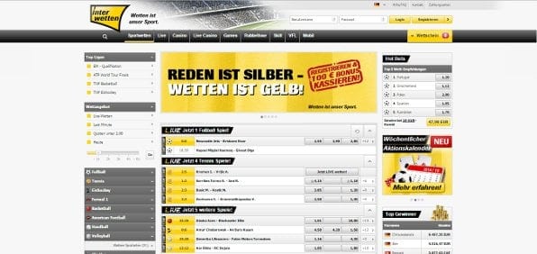 Auf der übersichtlichen Startseite gelangen sie schnell zur gewünschten Wettauswahl