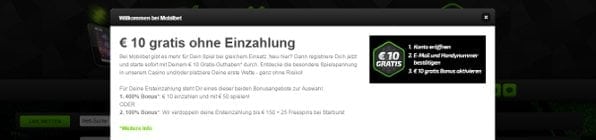 Neben dem 100% bis 150€ Bonus erhalten neue Kunden 10€ als Willkommensgeschenk
