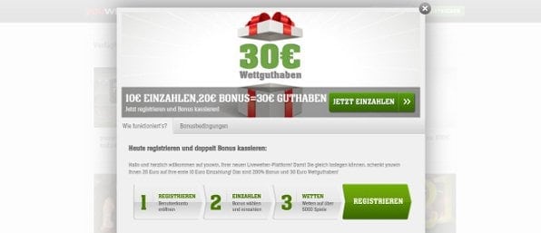 Neue Kunden erhalten einen 200% bis 20€ Bonus auf die erste Einzahlung