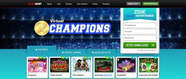 Das Youwin Casino bietet eine Sofortbonus von bis zu 250€