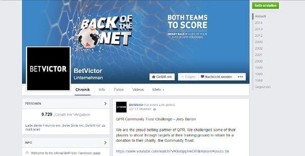 Betvictor hat nahezu 10.000 Fans bei Facebook