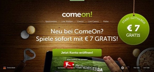 Die Startseite von Comeon: übersichtlich gestaltet in rustikalem Design