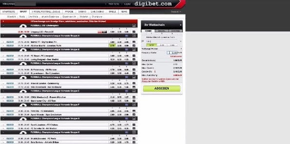 Beispielhafte Bundesligawette bei digibet