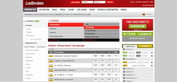 Beispielhafte Fußball Bundesligawette von Ladbrokes